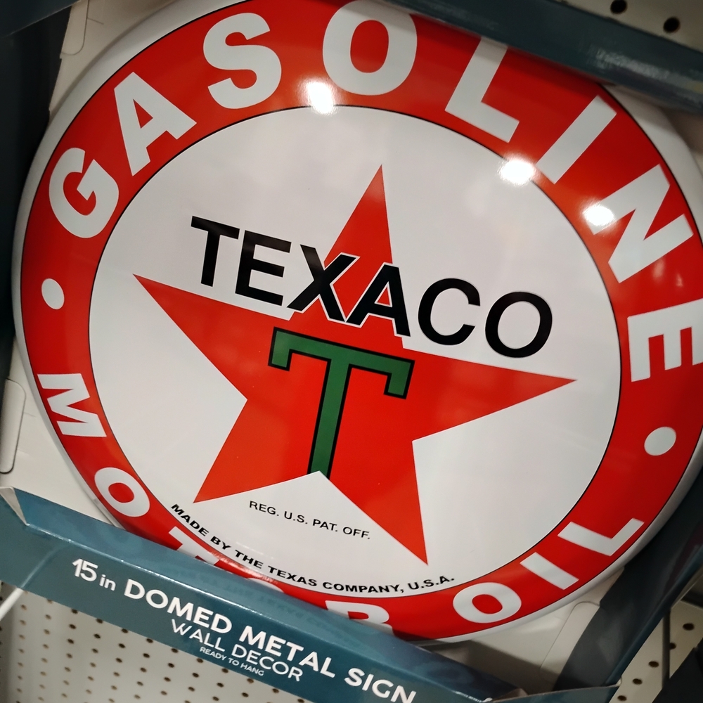 New Texaco Gasoline Metal Wall Sign - Red, White, Green